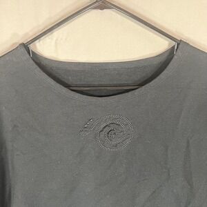 Gudrun Sjoden Oversized Black Tunic Short Sleeve Spiral Design Cotton Stretch